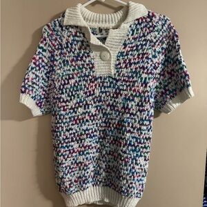 Vintage Barbara White and Multicolor Knit Sweater